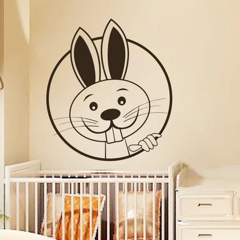 

Art Decor Two Big Teeth Lovely Rabbit Wall Stickers Nursery Home Decor DIY Removable Vinyl Wall Decals For Kids Room M454