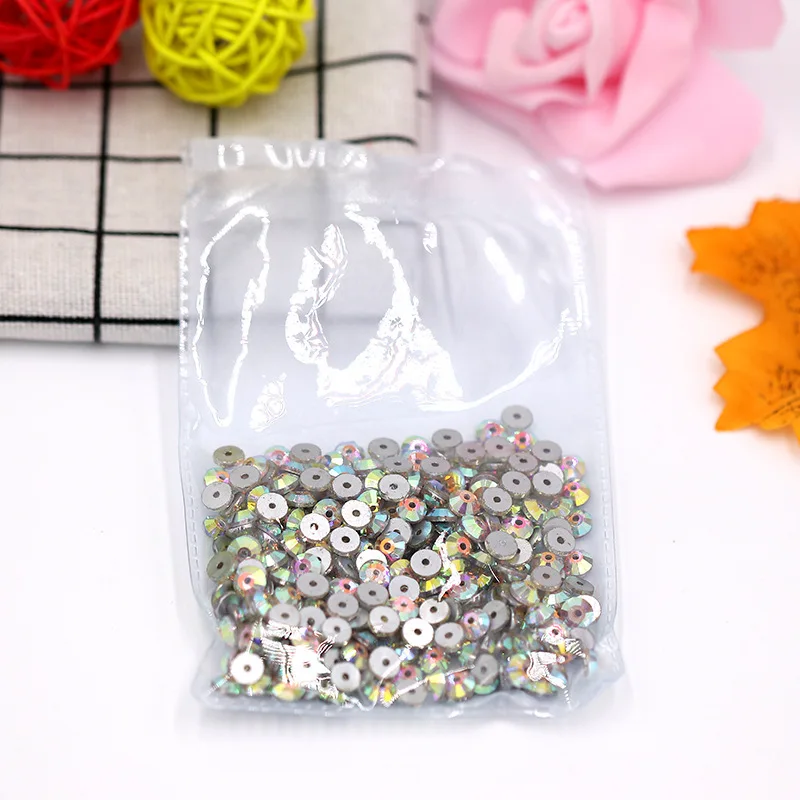 AB Crystal CJSIR 4 мм DIY круглое зеркало пришить на Стразы центр отверстие Weddding аксессуары для одежды разноцветные - Цвет: AB Crystal