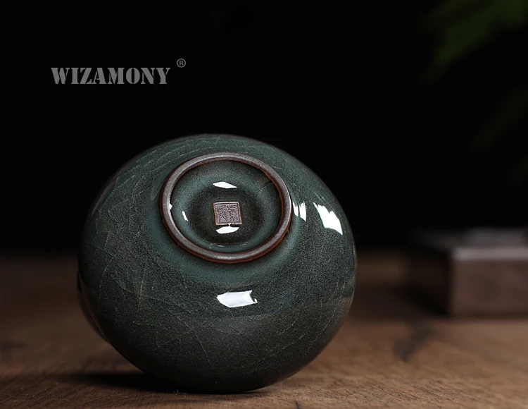 Wizamony 1 шт. ручной работы лунцюаньский Селадон посуда для напитков чайный сервиз чайная чашка чайный горшок чайная чашка Железный корпус кракелюрная глазурь китайский фарфор