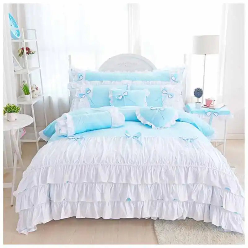 Комплект постельного белья принцессы однотонное одеяло/пододеяльник/юбка