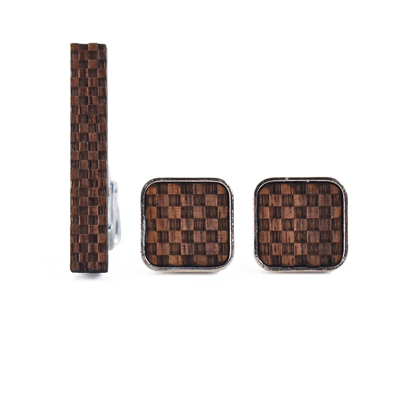 Fashion Handmade wooden Geometric lattice pattern tie Distinctive Round cufflinks crava tbox package for party wedding | Украшения и