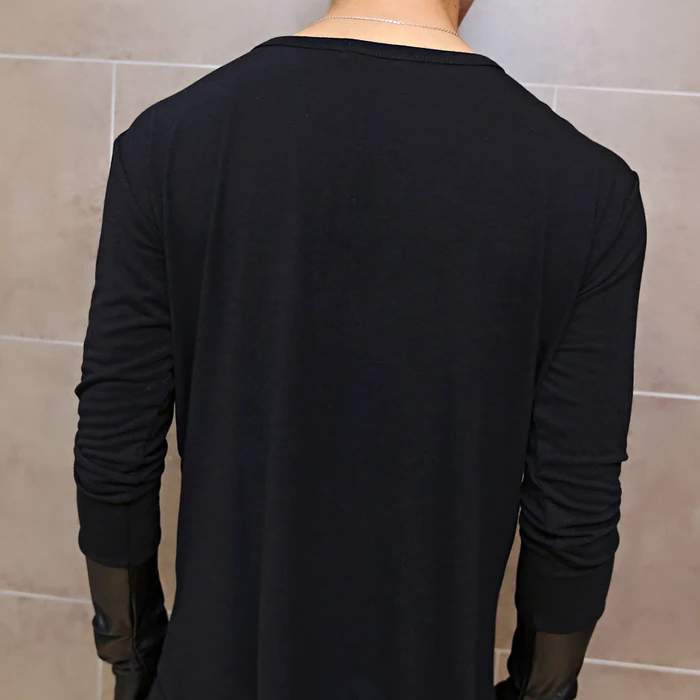 2017 новая Повседневная футболка мужская классная Панк Корейская с длинным