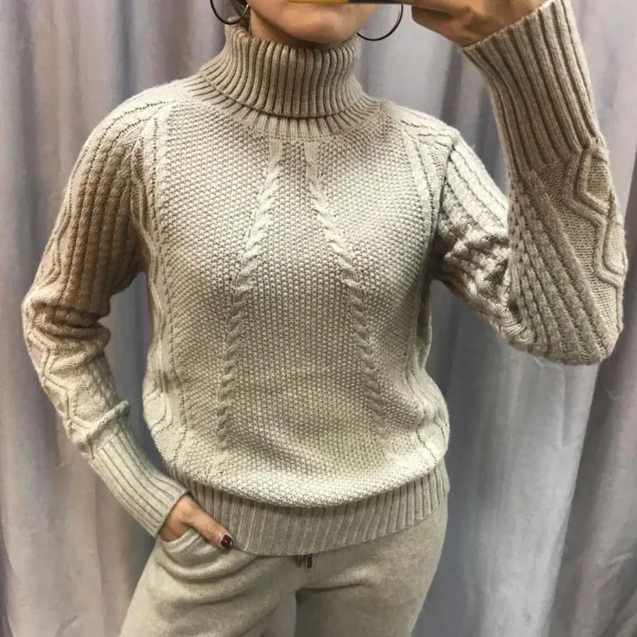 Теплые комплекты из кашемира и шерсти, бархатный свитер с высоким воротником+ кашемировые брюки из норки, эластичные костюмы из двух предметов для отдыха, wq108