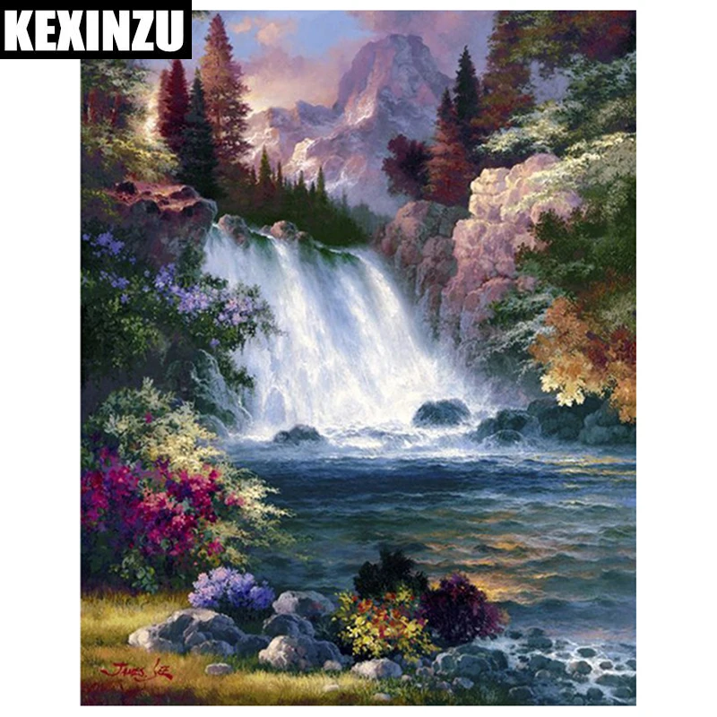 

Полный акции Алмазная вышивка крестиком на рисунке, цветы пейзаж с украшением в виде кристаллов рукоделие Алмазная вышивка полностью Алмаз...