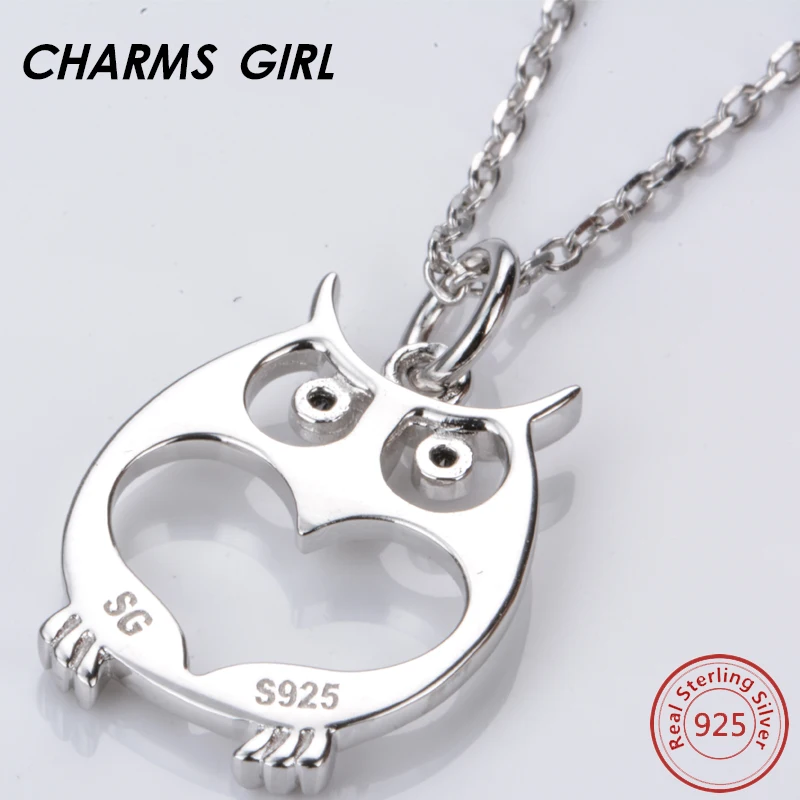 Подвески Девушка Сова ожерелье стерлингового серебра 925 ювелирные изделия для