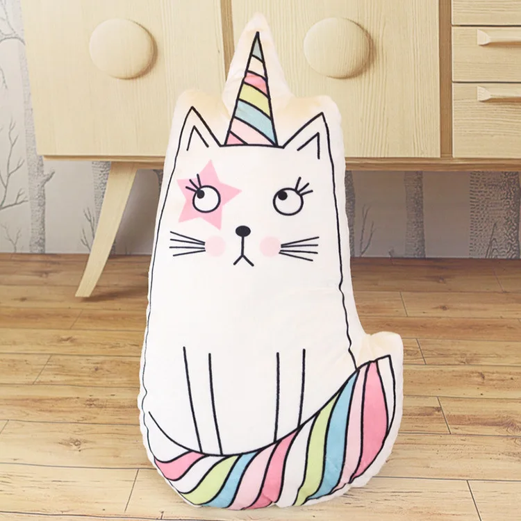 cat 1 шт. Kawaii единорог, кошка, морской конь, плюшевая подушка, мягкая кукла в форме животного, украшение для детской спальни, рождественский подарок - Цвет: cat