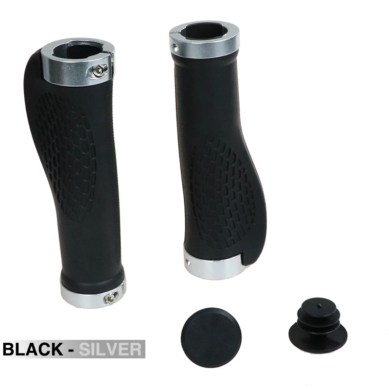 Black-Silver 5 Colors Skid Resistance Mountain Road Bicycle Handlebar Grips Ergonomic Rubber Bike Handle Cycling Riding Bicycle Handlebars - Цвет: Black-Silver
