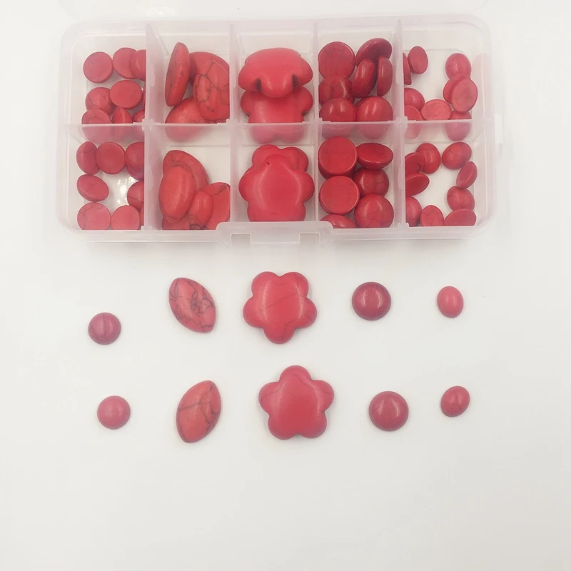 

Mix Styles White Red Natural Stone Bead Flat Base Semi-precious Jewelry Beads Accessories & Findings