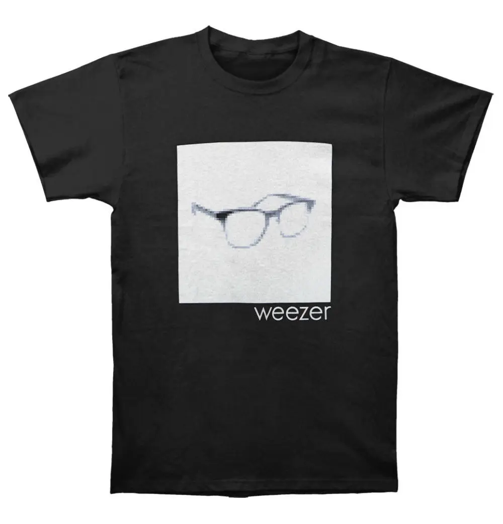 Официальный WEEZER пиксельные очки Мужская черная футболка импорт США|Мужские