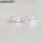 ANENJERY 925 пробы Серебряные кольца для Для женщин Новинка Promiss сердцебиение волна кольцо ECG Регулируемый Корейская Ювелирная повязка на голову S-R403