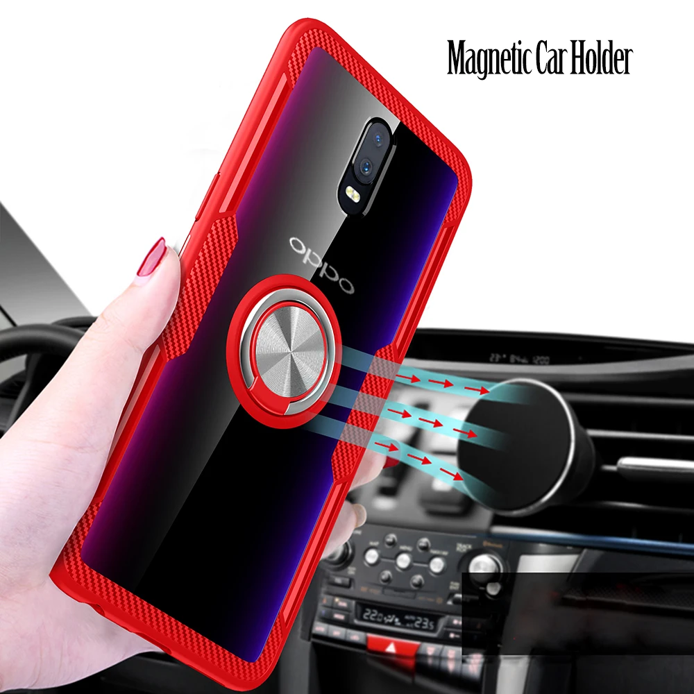 

For Oppo R17 case back cover for Oppo Reno 10X zoom F7 A3 R17 Magnetic car holder finger ring phone case Soft TPU PC full cover