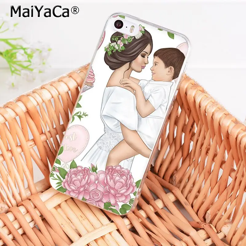 MaiYaCa, черный, коричневый цвет, волосы для мамы, дочки, папы, высокое качество, чехол для телефона, для iPhone 8, 7, 6, 6S Plus, X, XS, MAX, 5, 5S, SE, XR, 10, чехол