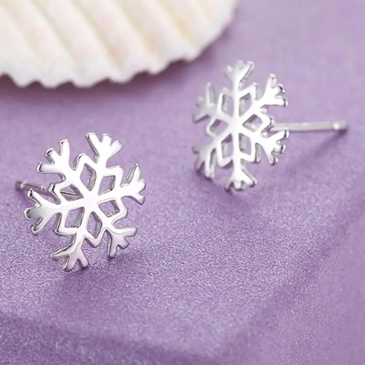 Женские посеребренные серьги гвоздики в виде снежинок|stud earrings|ear stud earringsearrings style |