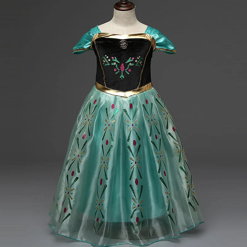 Платье Анны Детские вечерние костюмы принцессы для девочек disfraces princesa vestido ana de festa Carnaval fantasia infantil meninas