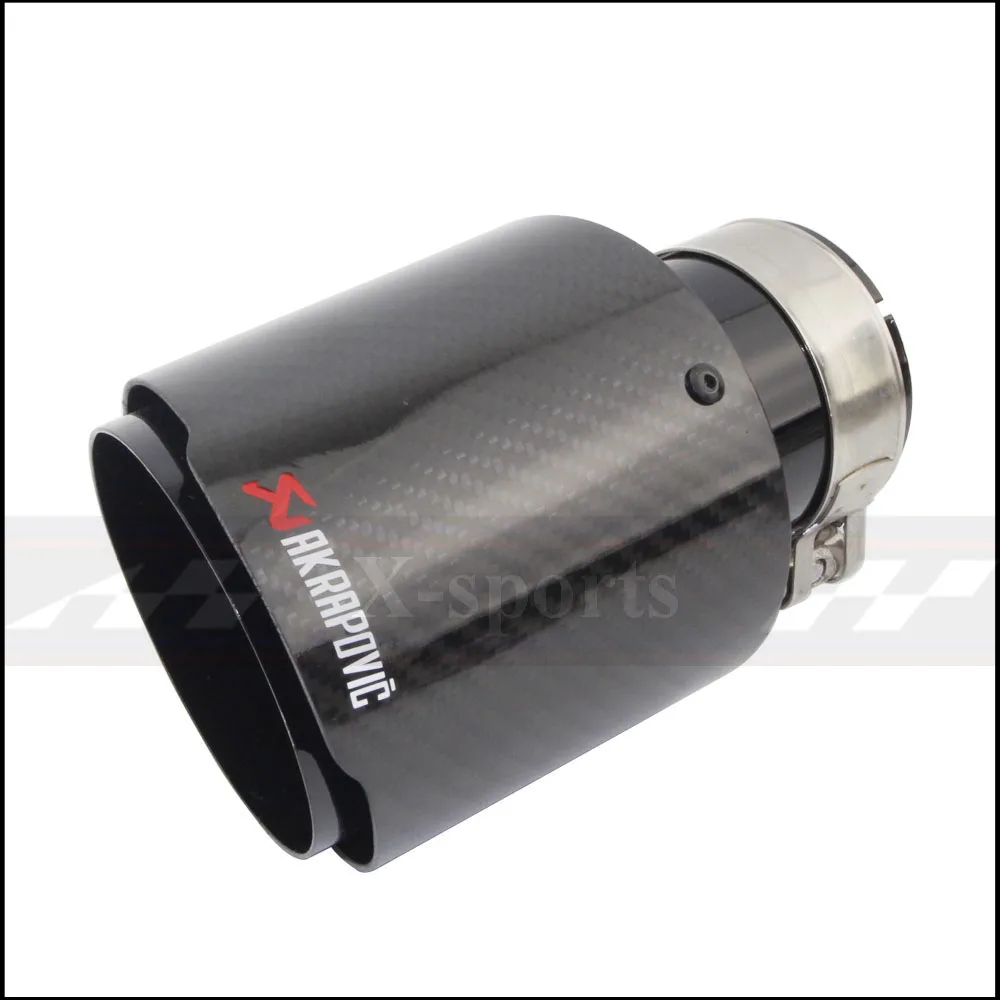 Akrapovic выхлопные трубы для автомобиля твил глянцевый карбоновый глушитель наконечник хвостового конца универсальный из нержавеющей стали прямой фланец черный