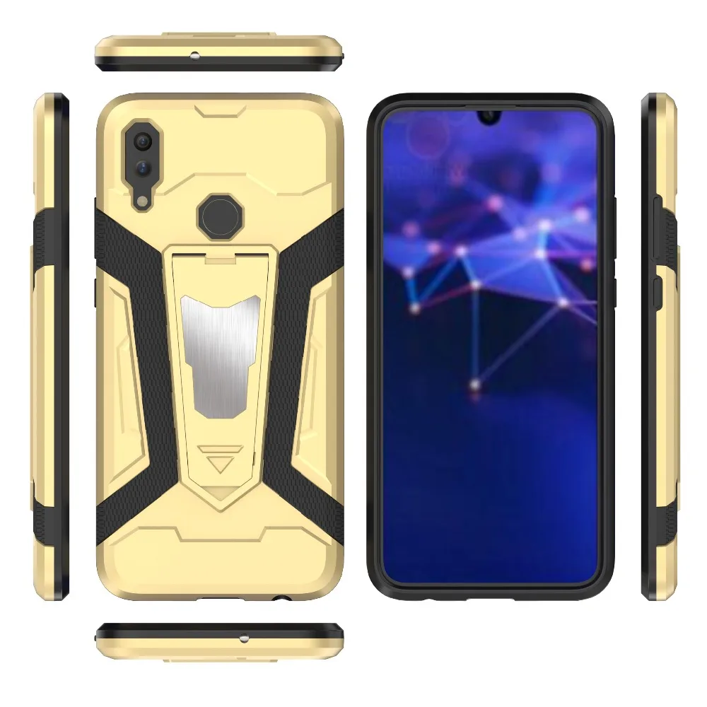 Роскошный бронированный чехол 6,21 ''для huawei P Smart чехол металлический кольцевой кронштейн задняя крышка 360 полный защитный Fundas Fit PSmart