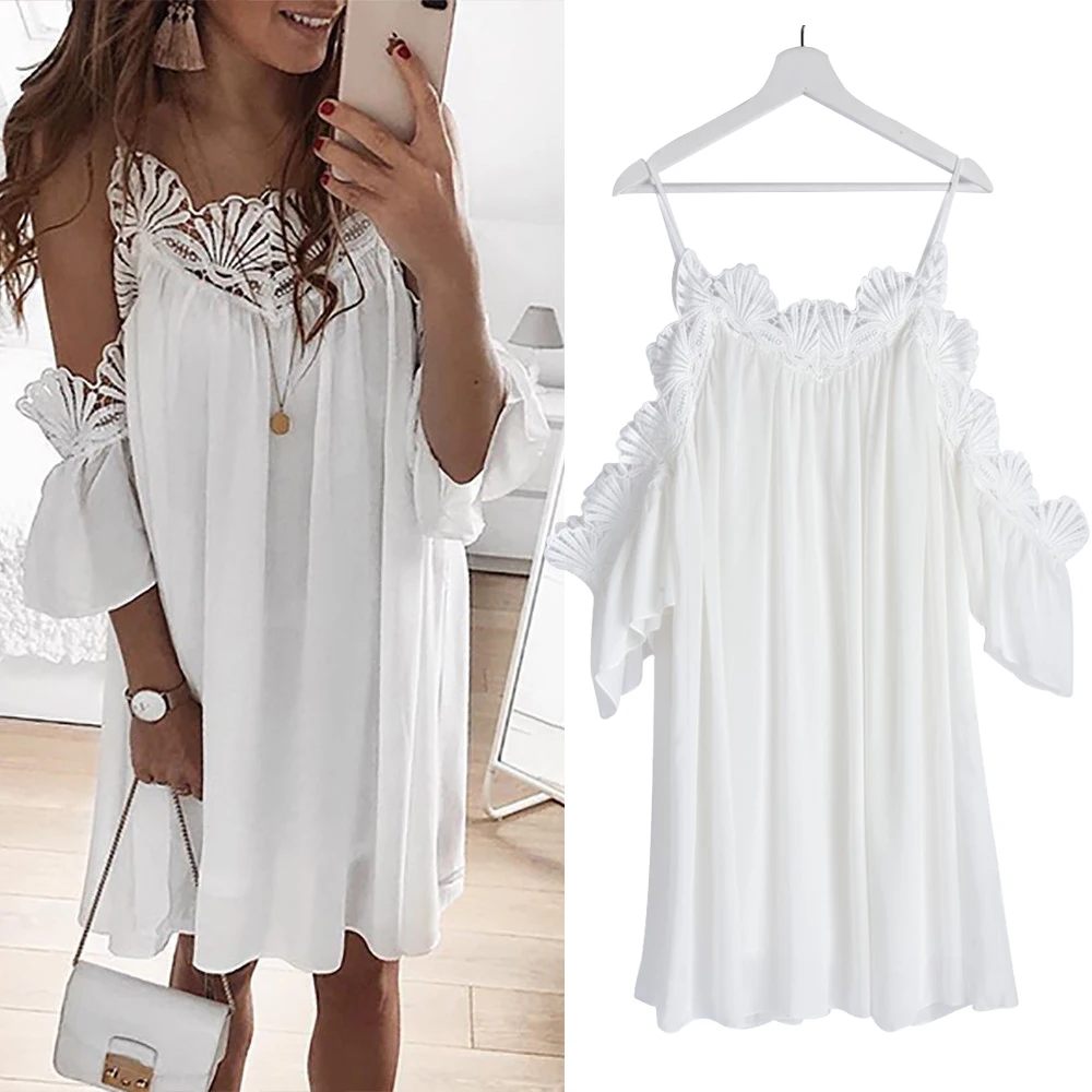 2019 горячая Распродажа повседневное кружевное лоскутное женское платье с