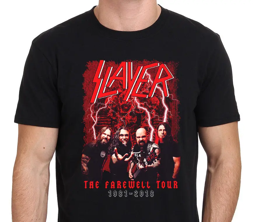 Slayer/футболка Final World Tour 2018 Мужская черная футболка с S to 3XL рукавами для мальчиков