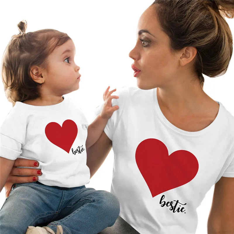 NI1W LILIGIRL/ г. Новая Одинаковая одежда для семьи летняя футболка с короткими рукавами и принтом «любовь» для мамы и дочки одежда для мамы и меня - Color: NI1W