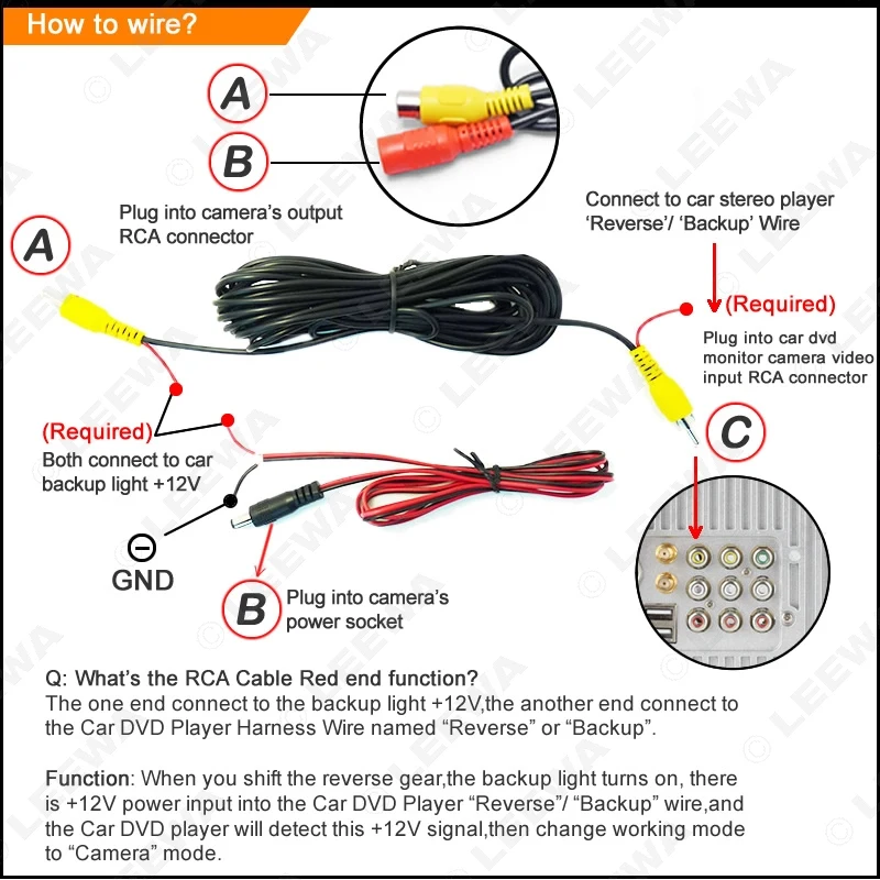 LEEWA HD Car Rear View Reverse Camera With 4LED lights for Toyota Corolla/VIOS/Avensis Parking #CA4053 | Автомобили и мотоциклы