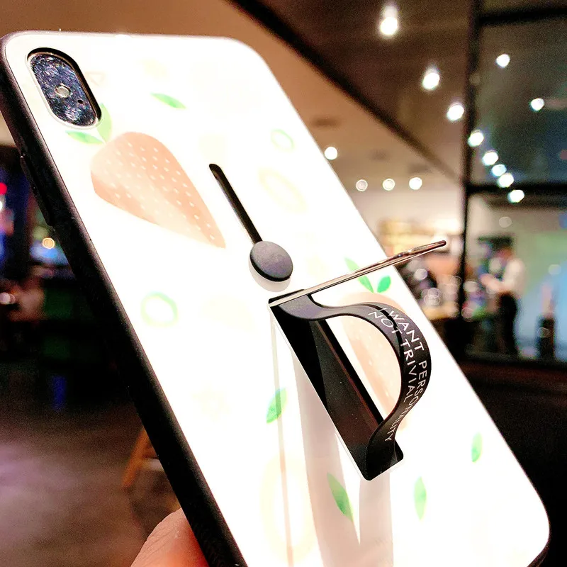 Чехол с кольцом в виде клубники для Apple iPhone XR XS X 6 6S 7 8 Plus крышка-держатель Max Cute |