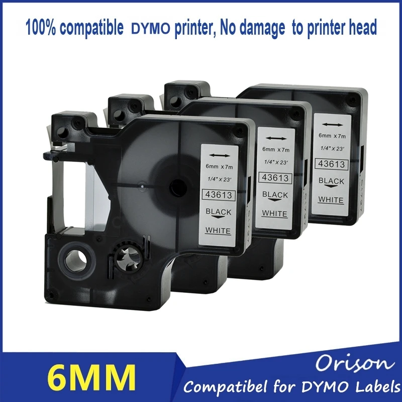 3 шт. Dymo 43613 черный на белом совместимый DYMO D1 6 мм label Клейкие ленты картридж для