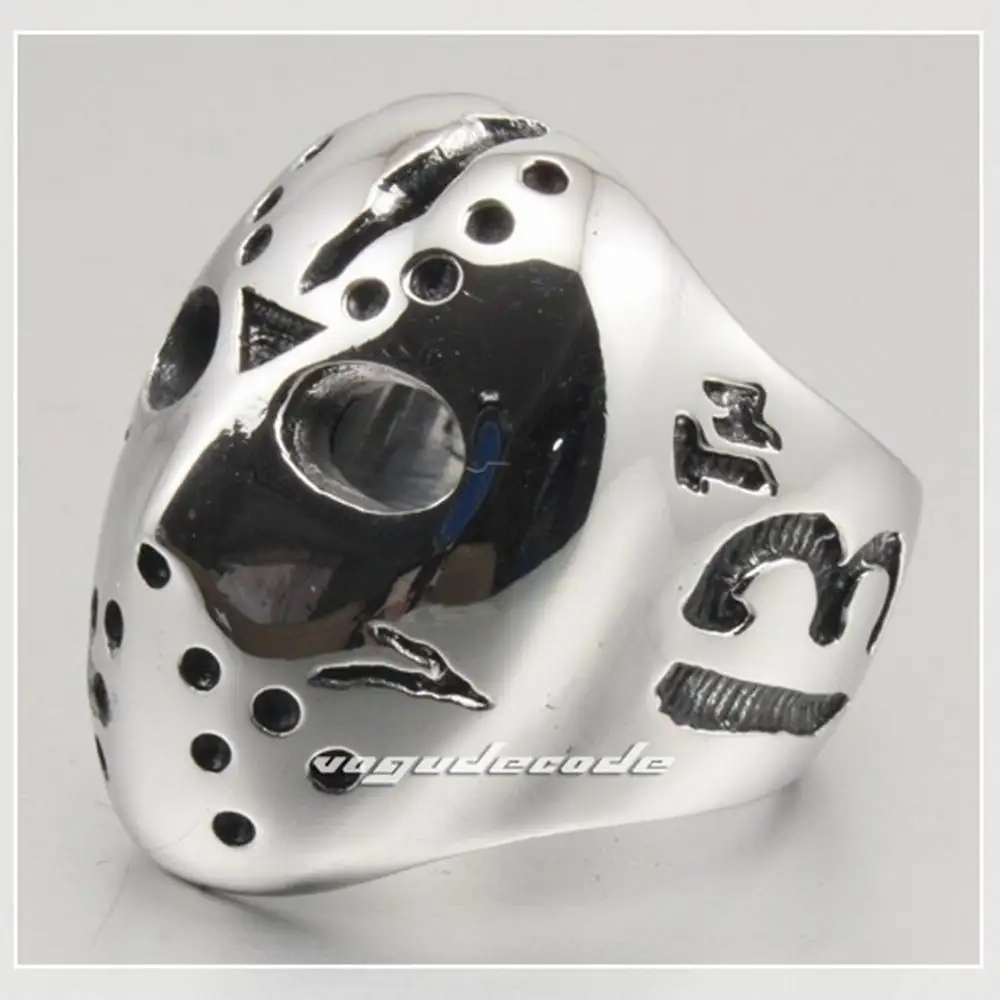 Мужское байкерское кольцо Jason для хоккея на Хэллоуин из нержавеющей стали 316L