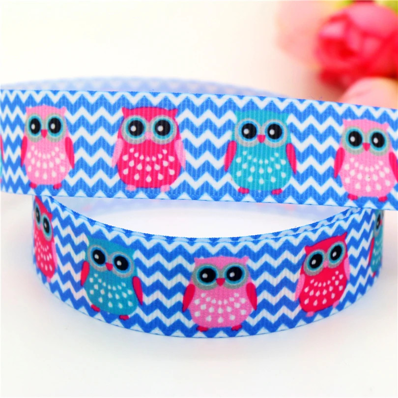 DHK 7/8 'ɵ ярдов Сова коала медведь шеврон печатная корсажная лента головной
