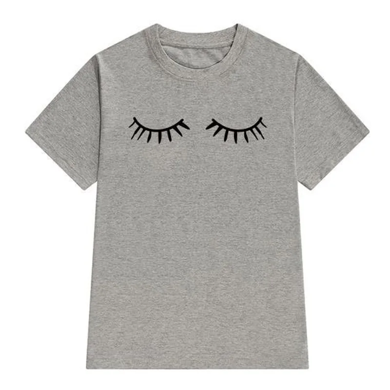 

Cute Eyelashes Print T-shirt New Summer Fashion Harajuku Graphic Tee Shirt Top Women Casual Cotton Plus Size Funny Tumblr Tshirt