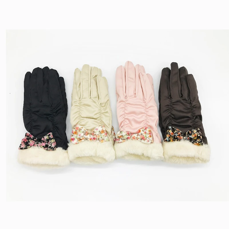 Перчатки FLYBER Elegant Women Solid с дизайном банта для зимы и осени 2020 года с полными пальцами и защитой для вождения и лыжного спорта.