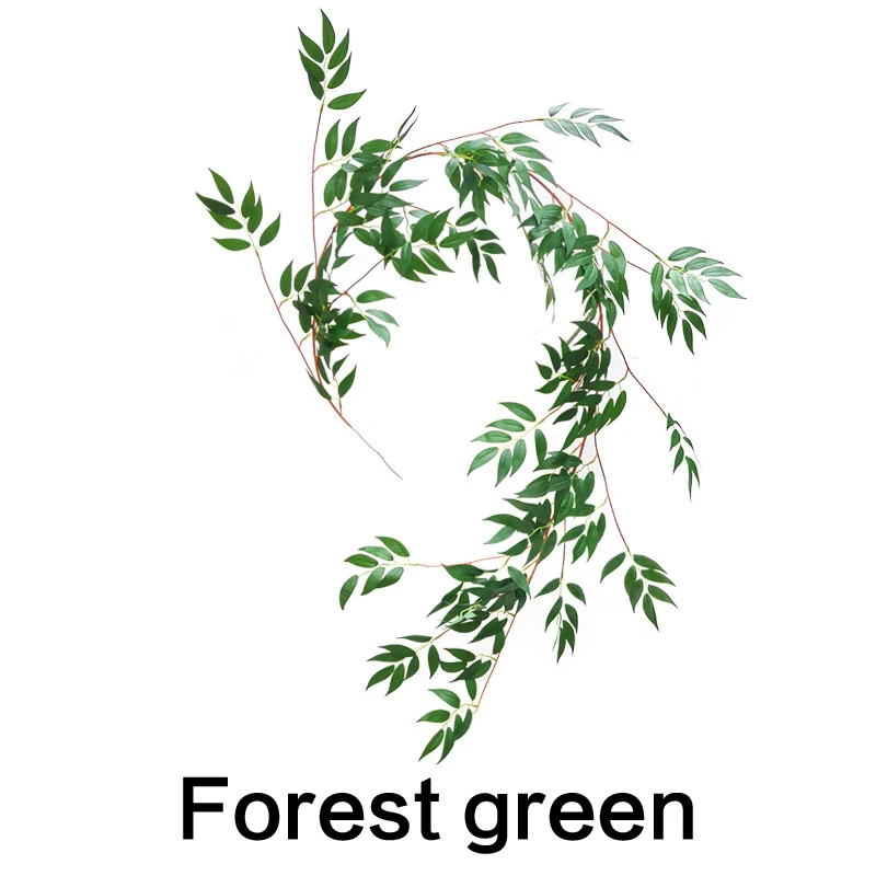 Forest green Мульти-стиль Искусственный цветок розы растения листья эвкалипта лозы поддельные цветы свадьба домашний Настенный декор ротанга зеленое растение - Цвет: Forest green