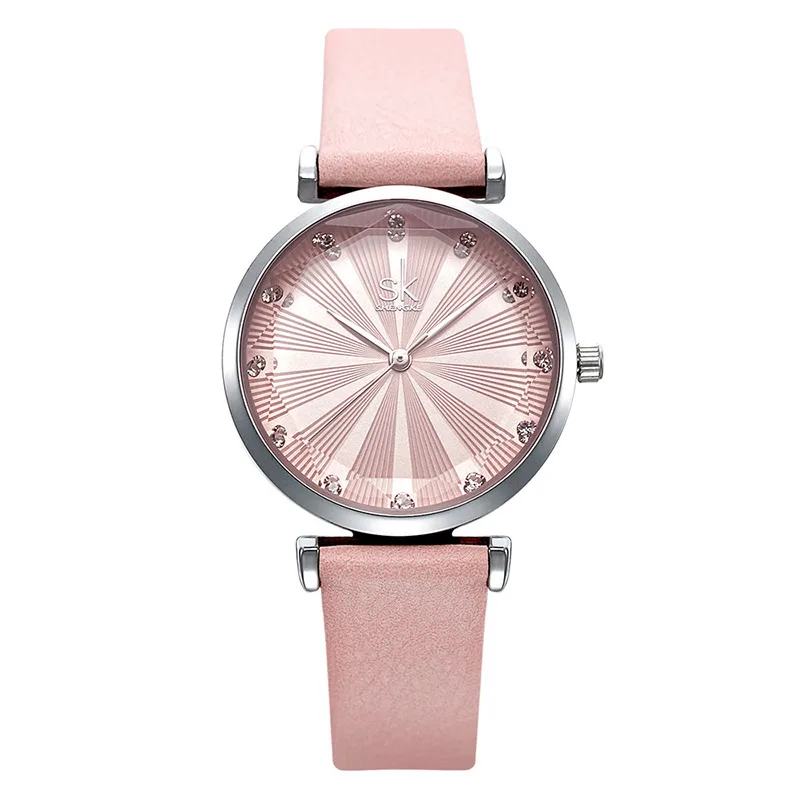 Shengke Genuine Leather Women Top Brand Luxury Crystal Ladies Quartz Wrist Watches Fashion Casual Female Relogio Feminino New671 | Наручные