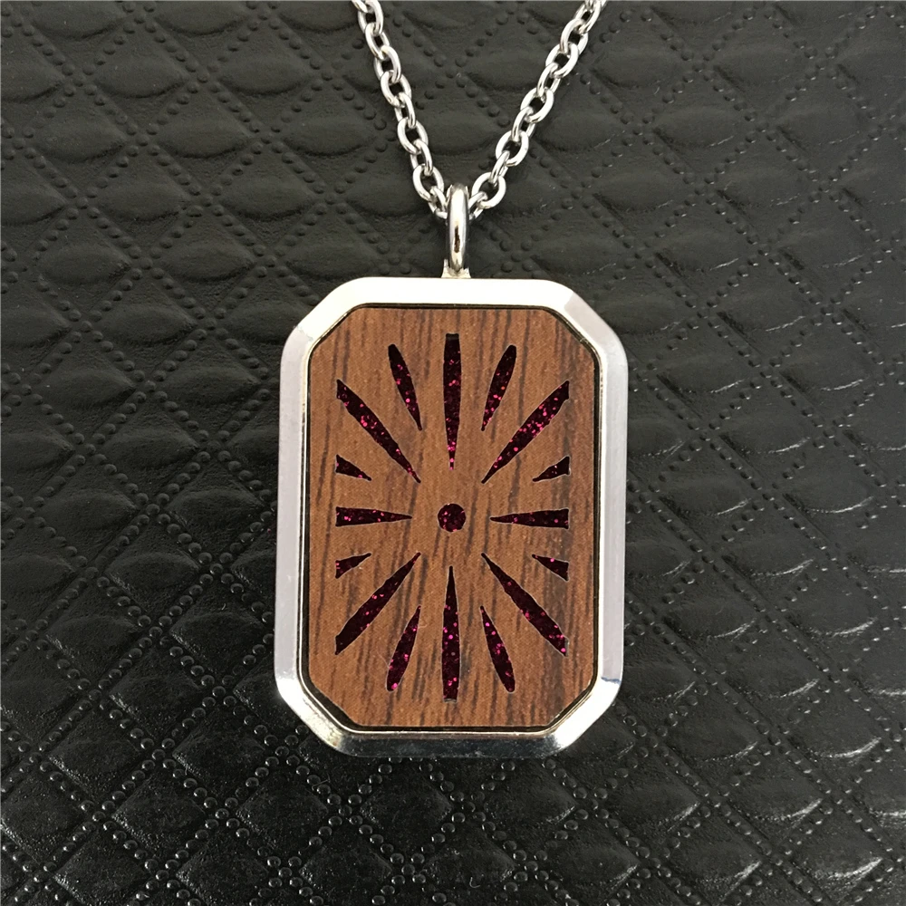 2019 New Wooden Locket Pendant Rectangle Magnetic Closure Charms Essential Oil Diffuser DIY Necklace Supplies | Украшения и