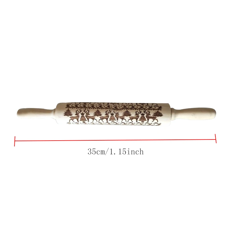1PC Christmas Rolling Pins Engraved Carved Wood Embossed Pin Kitchen Tool Decorative Wooden | Дом и сад