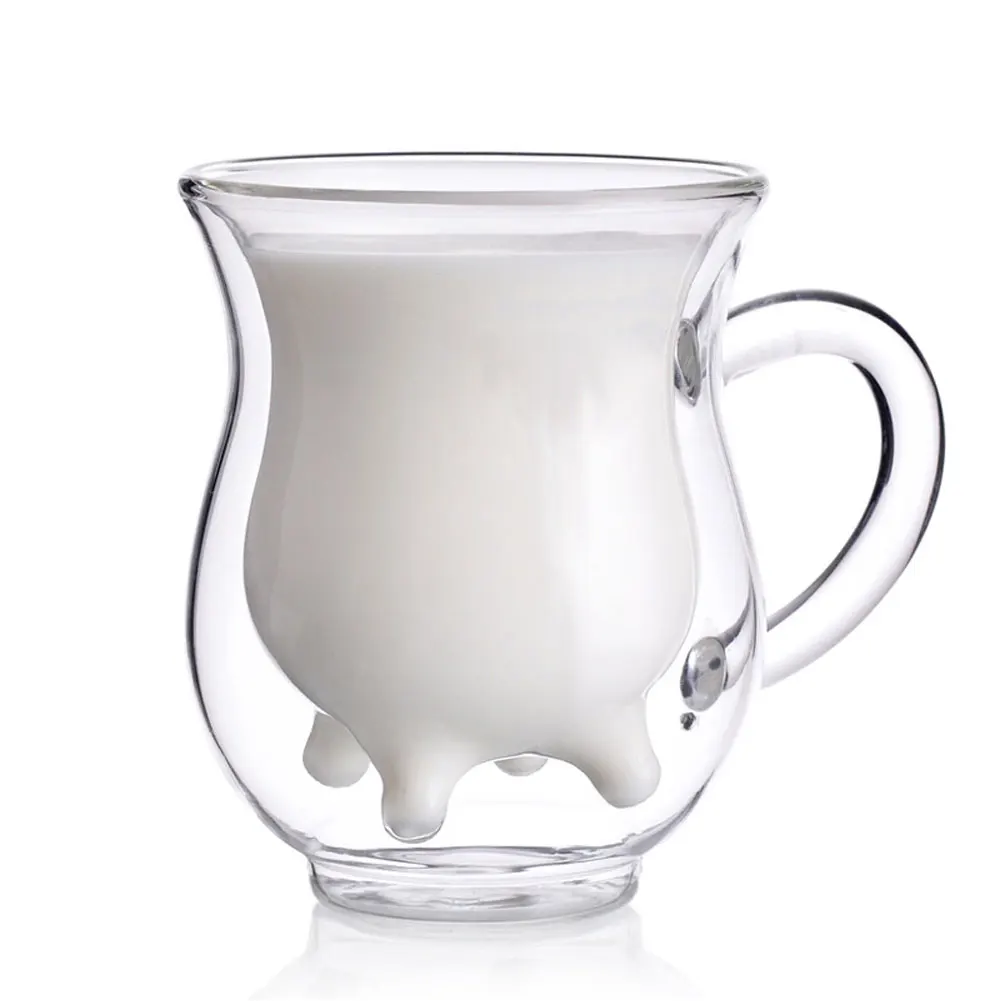 Heat Resistant Double Wall Glass Thermos Milk Coffee Tea Wine Glasses