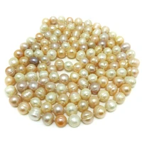 48 inches 9 10mm natural triple color potato shaped freshwater pearl long chain necklace