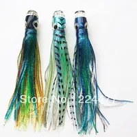Hot Sale-8 inch Soft skirt bait sea fishing lures game trolling fishing lures Resin head with Double octopus skirt
