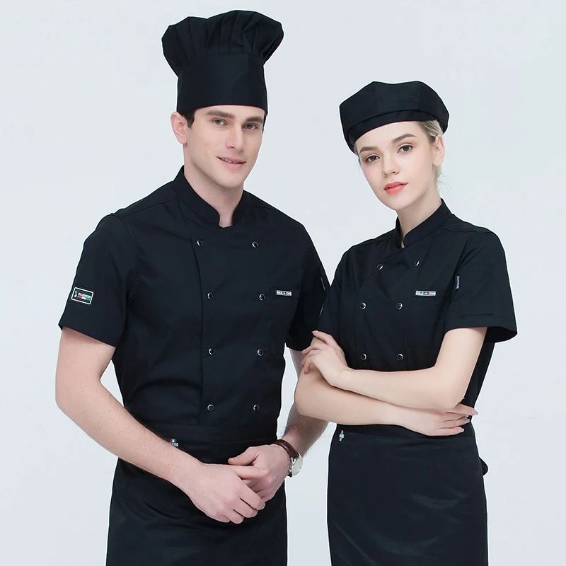 Летние шеф повара отеля куртка Спецодежда для общепита с короткими рукавами