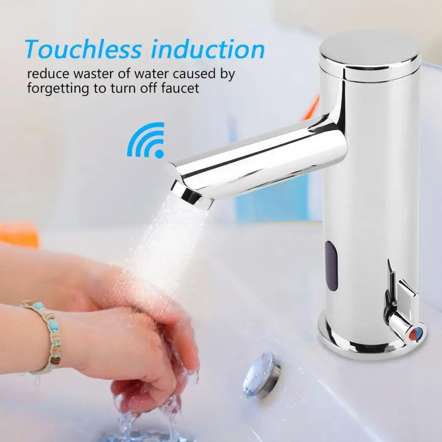 

Automatic Sensor Faucet Battery Powered Bathroom Basin Toilet Infrared Cold & Warm Mixer Tap