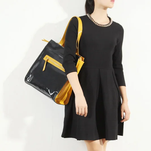 Англия Стиль Сумки женские Модные Патент PU Кожаная Сумка Случайные