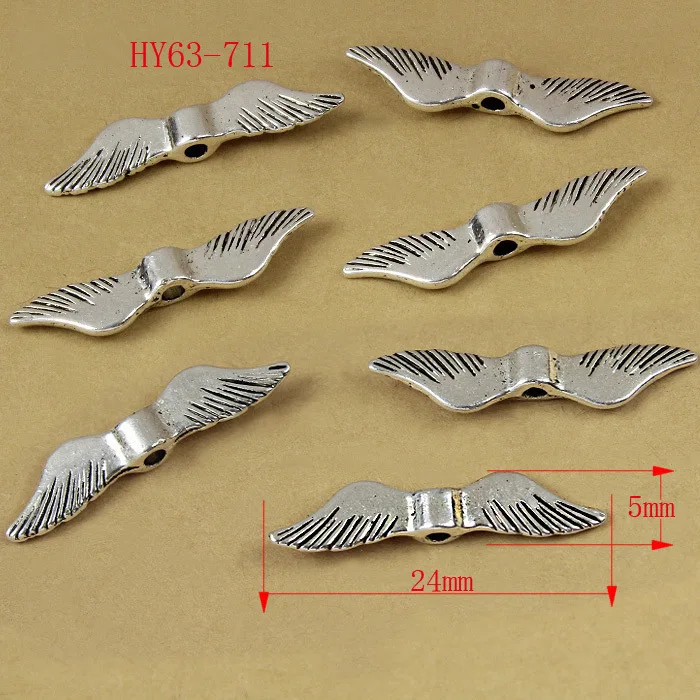 50pcs 1 лот 64-818 цинковый сплав античный серебряный тон подвеска в форме ангельских крыльев прокладки бусины ювелирные изделия - Цвет: 50pcs
