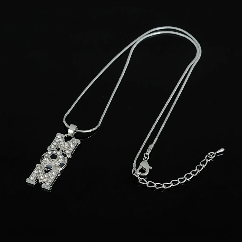 Мама Футбол молодежи Цепочки и ожерелья s Ясно горный хрусталь подвеска