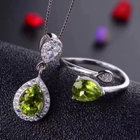 kjjeaxcmy boutique jewelry925 sterling silver genuine genuine peridot necklace with 925 silver rings