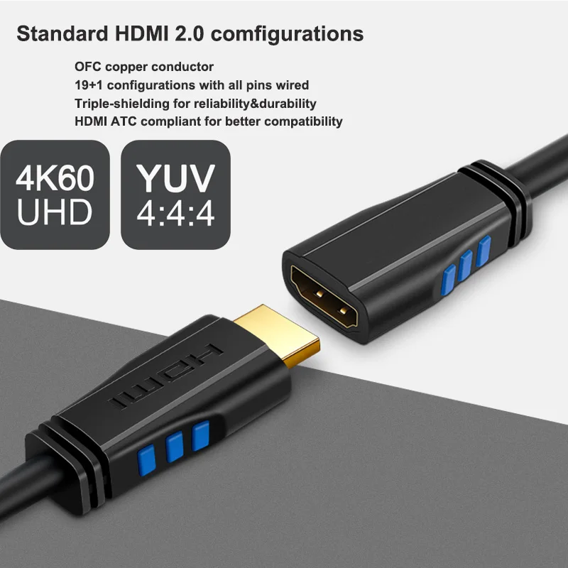 HDMI совместимый кабель удлинитель 2 0 штекер гнездо пассивный ретранслятор