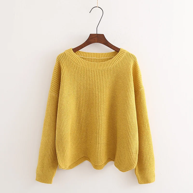 Yan Qing Huan 2018 New Spring Fashion Irregular Loose Pullover Sweater Casual Long Sleeve Short Paragraph Wild Korean | Женская одежда