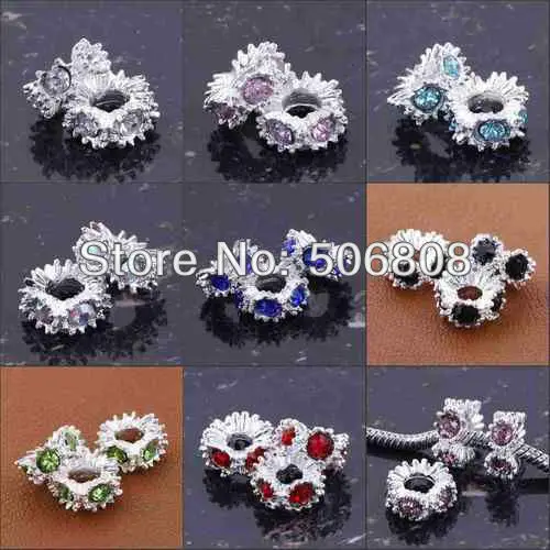 100 шт Шарм Красочный Кристальный цветок Стразы Серебряный цвет разделительные