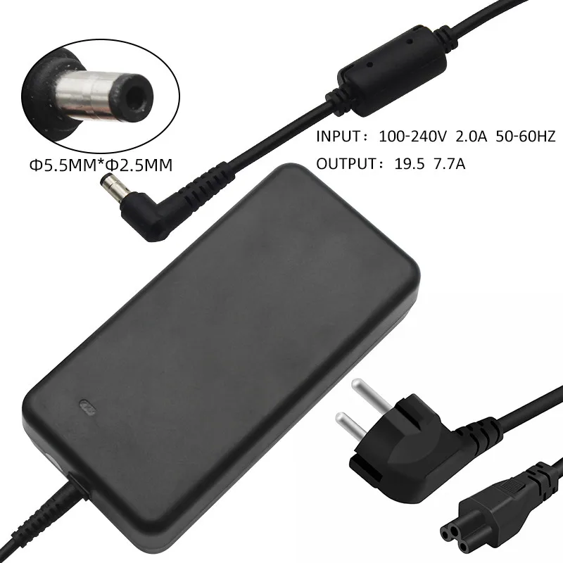 EU Version 150W 19,5 V 7.7A 5,5*2,5 мм адаптер переменного тока питания для ноутбука Мощность Зарядное устройство для ASUS G72G G73Y G53S G53SW G53SX FX504GM-AB71-CA GL703GE-DB71-CA - Цвет: EU Version