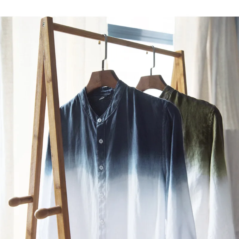 Для мужчин белье рубашка градиент рубашки Новинка весны модные Chemise Homme s блузка