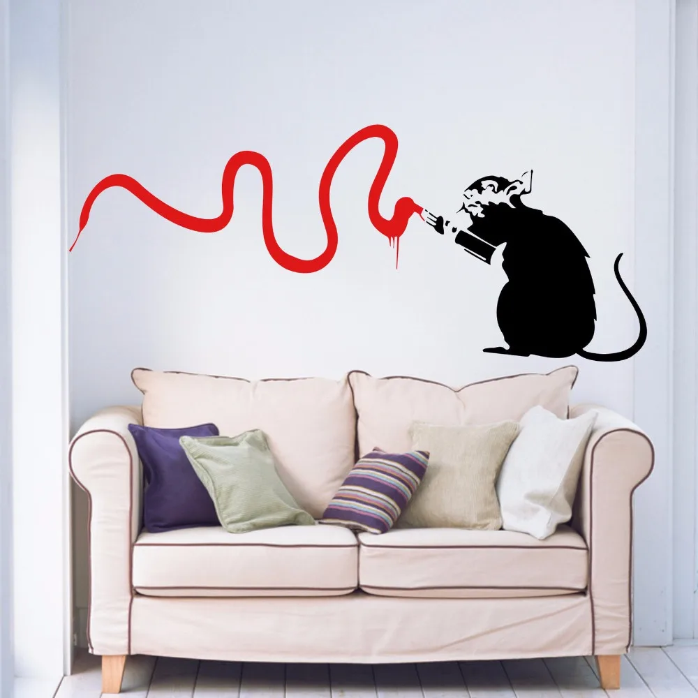 Banksy крыса вандаль гостиная спальня прихожая КУХНЯ Домашнее окно переводная наклейка Съемная виниловая художественная Настенная Наклейка автоколлант Фреска B083