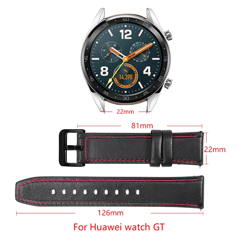 22мм гибридный ремешок для часов Для Huawei Watch GT Кожаный ремешок для часов Galaxy watch 46 Ремешок Деловой стиль сменный ремень